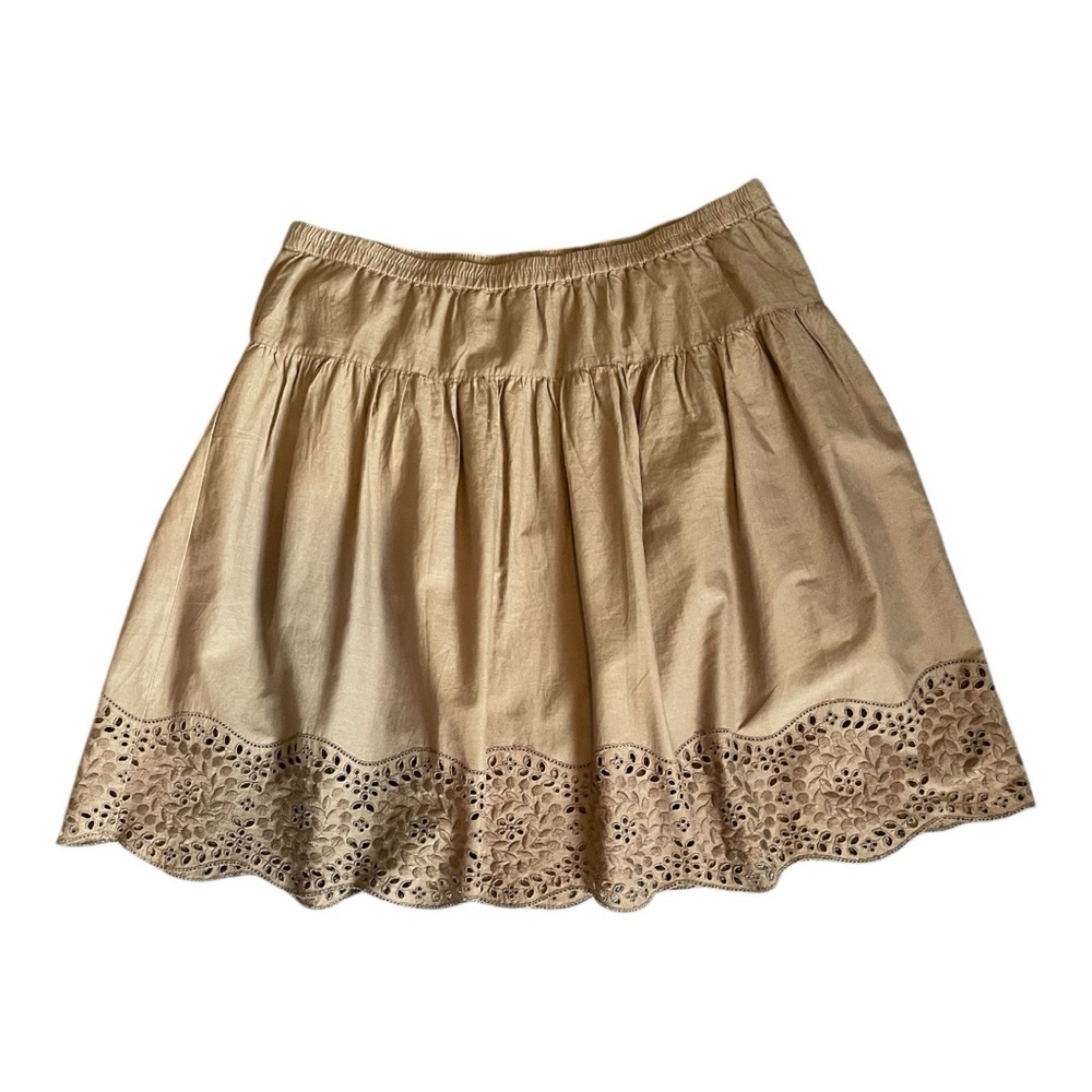 #181, Old Navy,Elegant Tan  lined Skirt with Lace Trim, size M